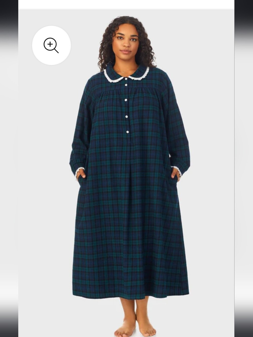 Lanz Of Salzburg Black Watch Peterpan Cotton Flannel NightGown Size 1X